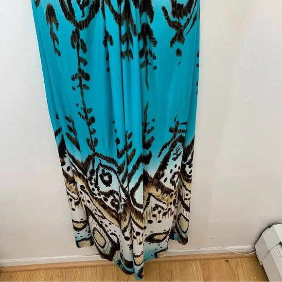RM Richards Maxi Dress 16W  Stretch Knit Beaded Gathered Flowy Sleeveless Boho - Picture 3 of 10